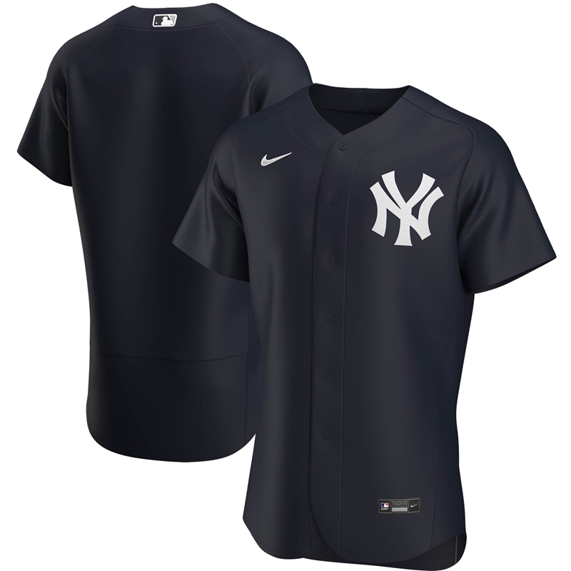 Custom 2020 MLB Men New York Yankees Nike Navy Alternate 2020 Authentic Official Team Jersey 1